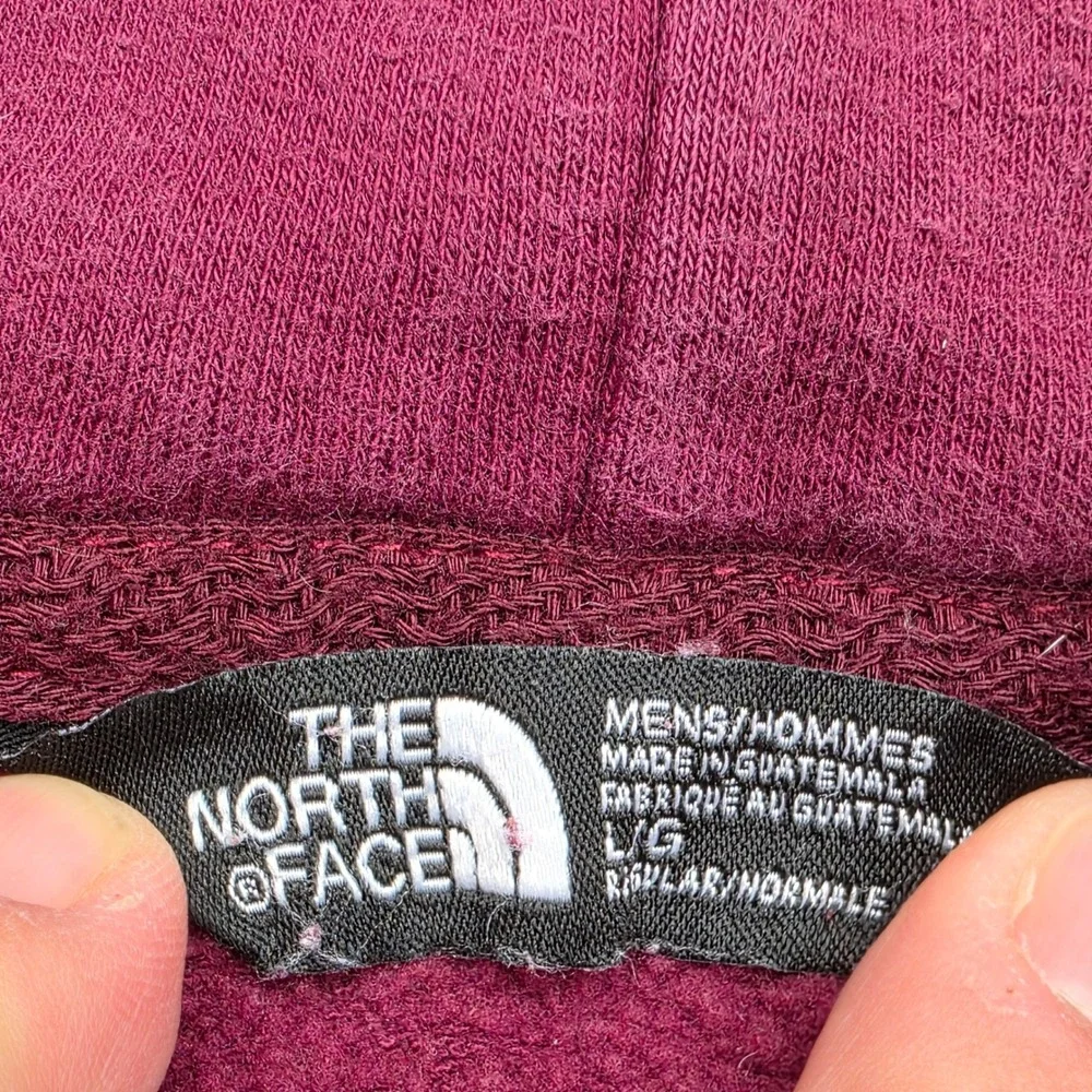 The North Face Mens Large Hoodie Burgundy Red Half Dome Logo Pullover Sweatshirt